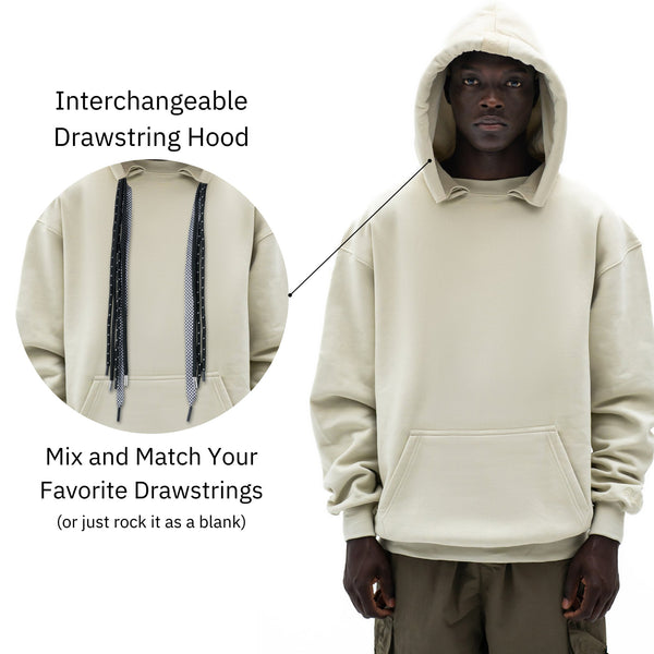 Blank Hoodie with Interchangeable Drawstring Hood Unisex